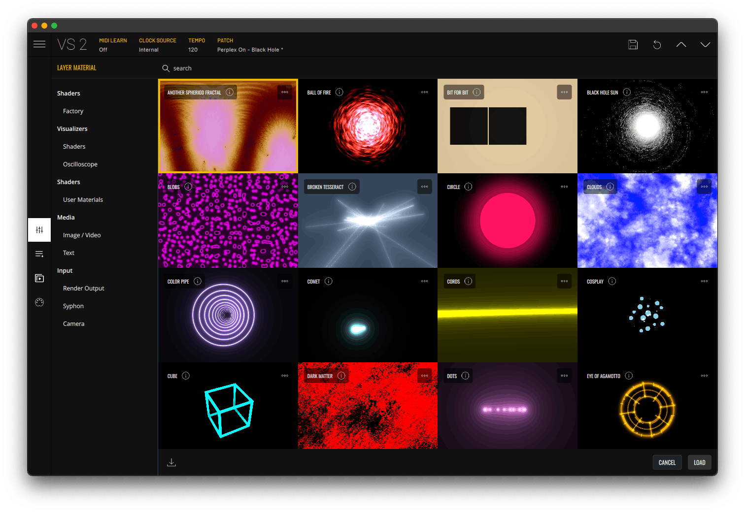 Visual Synthesizer VS from Imaginando has a nice panel preview to easily choose presets